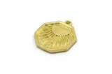 Brass Octagon Charm, 4 Raw Brass Octagon Charms With 1 Loop, Sun Findings, Sun Rising Findings, Sunshine Findings (19x16x1.4mm) N2373