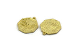 Brass Octagon Charm, 4 Raw Brass Octagon Charms With 1 Loop, Sun Findings, Sun Rising Findings, Sunshine Findings (19x16x1.4mm) N2373