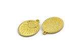 Brass Oval Charm, 4 Raw Brass Oval Charms With 1 Loop, Sun Findings, Sun Rising Findings (20x15x1.7mm) N2367