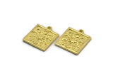 Brass Square Charm, 4 Raw Brass Square Charms With 1 Loop, Moon Findings, Moon Phases Findings, Star Findings (18x16x1.4mm) N2354