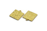 Brass Square Charm, 4 Raw Brass Square Charms With 1 Loop, Moon Findings, Moon Phases Findings, Star Findings (18x16x1.4mm) N2354