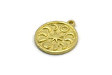 Brass Round Charm, 4 Raw Brass Round Charms With 1 Loop, Moon Findings, Moon Phases Findings, Star Findings (19x16x1.5mm) N2323