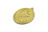 Brass Oval Charm, 2 Raw Brass Oval Charms With 1 Loop, Moon Findings, Moon Phases Findings, Star Findings (30x23x1.5mm) N2316
