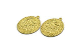 Brass Oval Charm, 2 Raw Brass Oval Charms With 1 Loop, Moon Findings, Moon Phases Findings, Star Findings (30x23x1.5mm) N2316