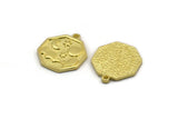 Brass Octagon Charm, 4 Raw Brass Octagon Charms With 1 Loop, Cloud Findings, Moon And Star Findings (19x16x1.5mm) N2332