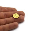 Brass Round Charm, 4 Raw Brass Crescent Moon And Star Charms With 1 Loop, Findings (19x17x1.4mm) N2326