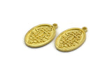 Brass Oval Charm, 4 Raw Brass Oval Charms With 1 Loop, Motif Findings, Ethnic Motif Findings (22x13x1.4mm) N2310