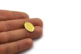 Brass Oval Charm, 4 Raw Brass Oval Charms With 1 Loop, Motif Findings, Ethnic Motif Findings (22x13x1.4mm) N2310