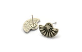 Silver Semi Circle Earring, 2 Antique Silver Plated Brass Semi Circle Stud Earrings (14x10x2mm) N1914