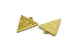 Brass Triangle Charm, 4 Raw Brass Triangle Charms With 1 Loop, Motif Findings, Ethnic Motif Findings (19x16x1.5mm) N2301