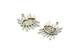 Silver Eye Charm, 2 Antique Silver Plated Brass Eye Charms With 1 Loop, Pendants (27x22mm) N1981