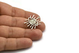 Silver Eye Charm, 2 Antique Silver Plated Brass Eye Charms With 1 Loop, Pendants (27x22mm) N1981