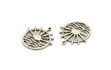 Silver Sunset Charm, 2 Antique Silver Plated Brass Sun And Sea Charms With 1 Loop, Sunrise Charms, Charms, Earring Findings (25x24mm) N1937