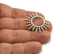 Silver Sun Charm, 2 Antique Silver Plated Brass Sun Shaped Charms, Pendants, Earring Findings (27x34mm) N1965