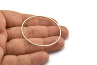 48mm Circle Connectors, 8 Antique Silver Plate Brass Circle Connectors (48x1x1mm) A4074