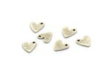 Silver Heart Charm, 24 Textured Antique Silver Plated Brass Heart Charms With 1 Hole (8x1mm) M02170