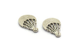 Earring Studs, 2 Antique Silver Plated Brass - Geometric Stud Earrings - Silver Earrings - Earrings (24x16mm) N1983