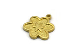 Brass Flower Charm, 4 Raw Brass Flower Charms With 1 Loop, Findings (18x16x1.5mm) N2389