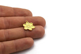 Brass Flower Charm, 4 Raw Brass Flower Charms With 1 Loop, Findings (18x16x1.5mm) N2389