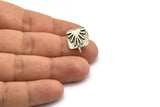 Silver Square Earring, 2 Antique Silver Plated Brass Square Sun Shaped Earring With 1 Loop (17x13mm) N1912