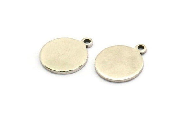 Silver Cabochon Tag, 12 Antique Silver Plated Brass Cabochon Tags With 1 Loop, Stamping Tags (14.5x12x1mm) BS 2062