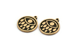 Brass Round Charm, 2 Raw Brass Round Charms With 1 Loop, Copper Eye Findings, Copper Teardrop Findings (19x17x1.5mm) N2382