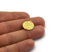 Brass Round Charm, 4 Raw Brass Round Charms With 1 Loop, Galaxy Findings, Universe Findings (19x17x1.5mm) N2395