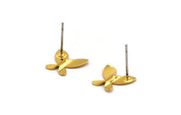Gold Butterfly Earring, 6 Gold Plated Brass Butterfly Stud Earrings (10mm) BS 1278 A2179