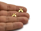 Gold Butterfly Earring, 6 Gold Plated Brass Butterfly Stud Earrings (10mm) BS 1278 A2179