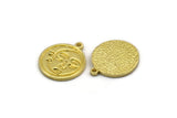 Brass Round Charm, 4 Raw Brass Round Charms With 1 Loop, Cloud Findings, Crescent Moon Findings (19x17x1.4mm) N2398