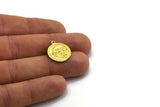 Brass Round Charm, 4 Raw Brass Round Charms With 1 Loop, Cloud Findings, Crescent Moon Findings (19x17x1.4mm) N2398