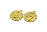 Brass Round Charm, 4 Raw Brass Round Charms With 1 Loop, Cloud Findings, Crescent Moon Findings (19x17x1.4mm) N2398