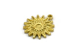 Brass Sun Charm, 4 Raw Brass Sun Charms With 1 Loop, Findings (18x16x1.4mm) N2386