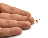Gold Round Earring, 8 Gold Plated Brass Round Stud Earrings With 1 Loop (4.5mm) A0216 A2082