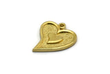 Brass Heart Charm, 4 Raw Brass Heart Charms With 1 Loop, Findings (18x15x1.5mm) N2383