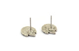 Silver Mountain Earring, 4 Antique Silver Plated Brass Tiny Mountain Shaped Stud Earrings (12x10mm) N1967