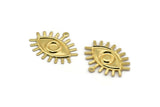 Gold Eye Charm, 4 Gold Plated Brass Eye Charms With 1 Loop, Pendants, Earrings (26x22x1mm) A1201