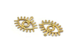 Gold Eye Charm, 6 Gold Plated Brass Eye Charms With 1 Loop, Pendants, Earrings (26x22x1mm) A1203