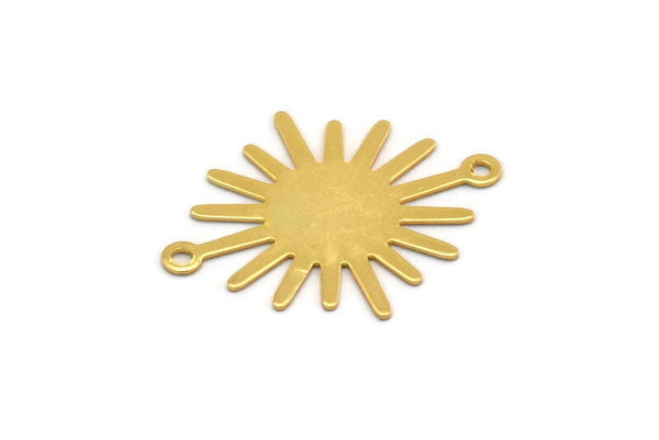 Gold Sunny Connector, 6 Gold Plated Brass Sunny Connectors With 2 Loops (27x22x0.40mm) A1183