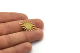 Gold Sunny Connector, 6 Gold Plated Brass Sunny Connectors With 2 Loops (27x22x0.40mm) A1183