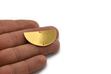 Semi Circle Charm, Gold Plated Brass Half Moon Charm With 2 Holes, Findings, Pendants (38x22x0.80mm) D1111