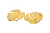Gold Monstera Charm, Gold Plated Brass Monstera Leaf Charm With 1 Loop, Findings (75x67x0.30mm) D1696