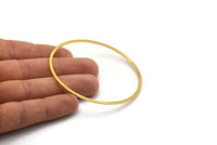 Gold Circle Connector, 2 Gold Plated Brass Circle Connectors (70x2x1mm) D1294
