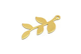 Gold Leaf Charm, 10 Gold Plated Brass Leaf Charms With 1 Loop, Findings (26x14x0.50mm) A1390