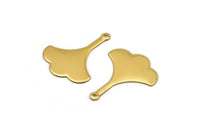Gold Ginkgo Charm, 6 Gold Plated Brass Ginkgo Leaf Charms With 1 Loop (26x20x0.40mm) A1130
