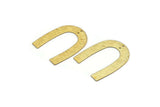 Gold Geometric Charm, 2 Textured Gold Plated Brass U Shaped Pendants With 2 Holes, Charms, Findings (35x27x0.50mm) D0751 H0886
