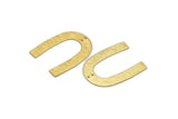 Gold Geometric Charm, 2 Textured Gold Plated Brass U Shaped Pendants With 2 Holes, Charms, Findings (35x27x0.50mm) D0751 H0886