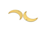 Gold Moon Charm, 2 Textured Gold Plated Brass Crescent Moon Charms With 3 Holes, Connectors (35x9x0.80mm) M174