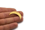 Gold Moon Charm, 2 Textured Gold Plated Brass Crescent Moon Charms With 3 Holes, Connectors (35x9x0.80mm) M174