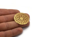 Gold Circle Charm, 2 Gold Plated Brass Circle Charms, Earrings, Findings (35x0.30mm) D1421